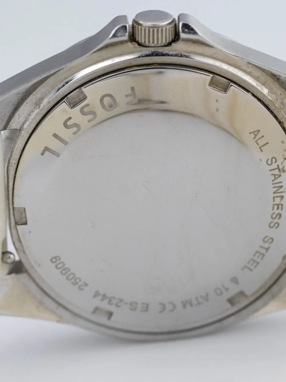Fossil ES-2344 White Resin Crystal Bezel Quartz Analog Women's Watch New Battery